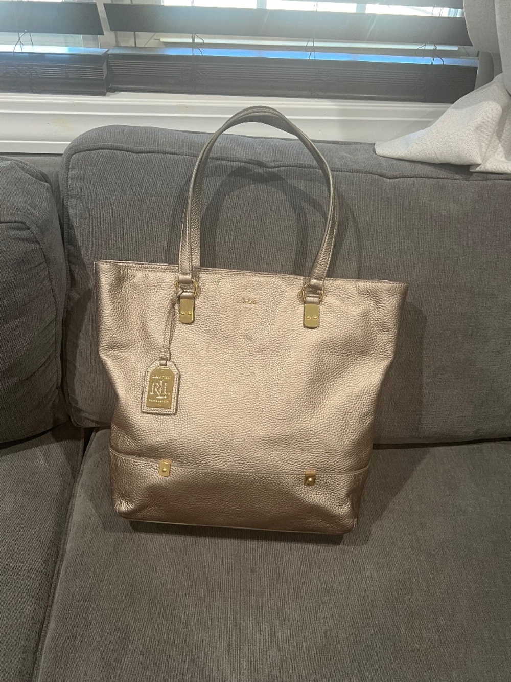 Lauren Ralph Lauren Pebbled Leather Tote Bag Large